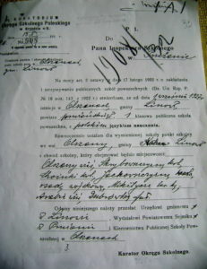 1.09.1927 г. Распараджэнне аб адкрыцці аднакласнай школы ў Альшанах.