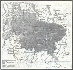 Фрагмент этнаграфічнай карты А.Рыціха (1875 г.)